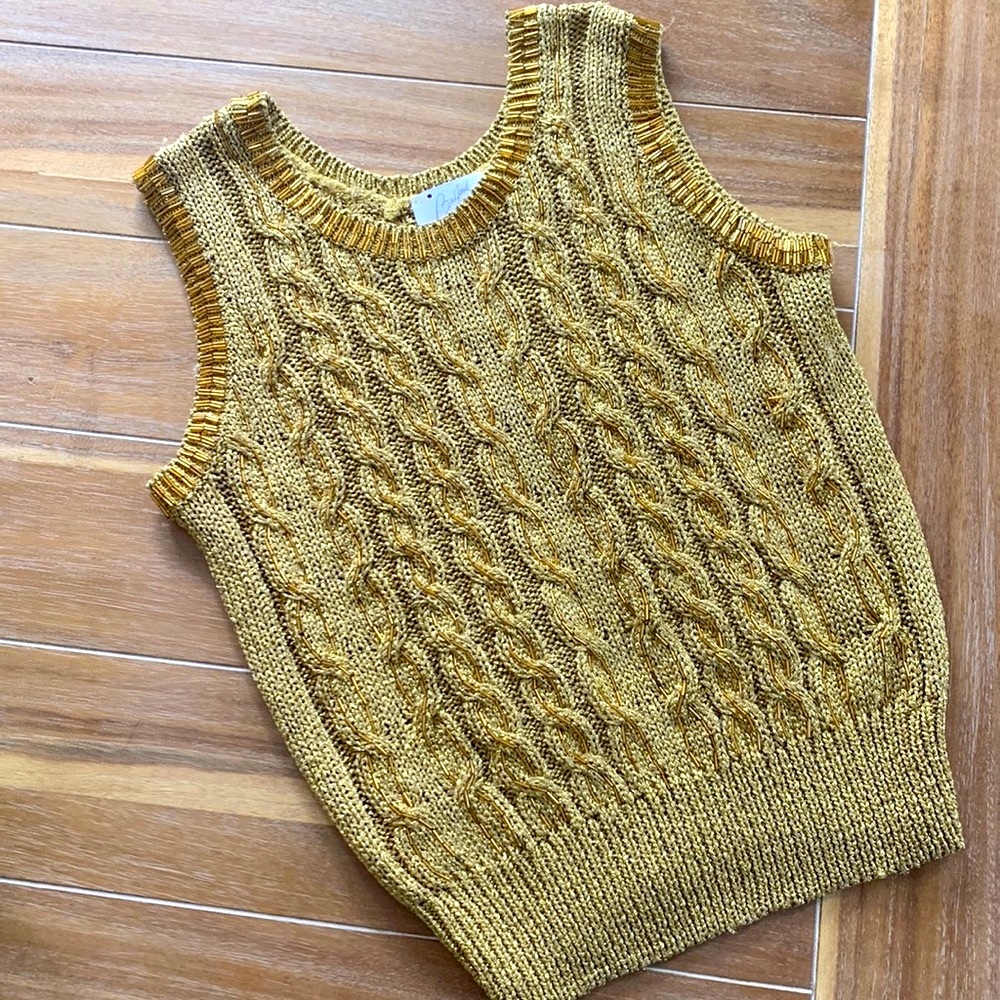 BELFORD | Shimmering Gold-beaded Vintage Sweater Vest/Tank Top | Sz L